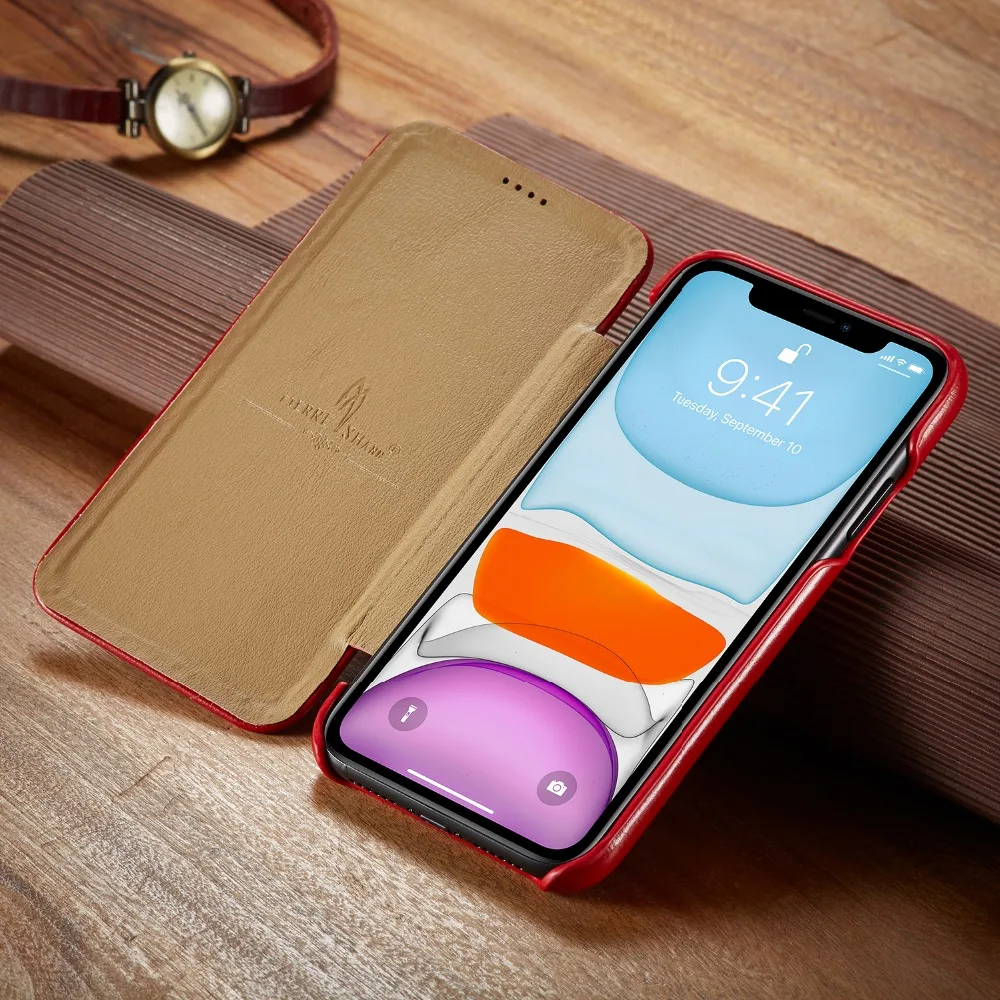 Роскошный Ультратонкий флип-чехол для телефона из натуральной кожи для iPhone 11 Pro Max XS Max XR X из натуральной кожи с натуральным лицевым покрытием, деловая сумка, чехол