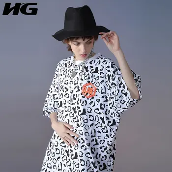 

HG Hip Hop Trend Leopard Print Graphic Tees Women Fashion Plus Size Tide Brand Tshirt Fashion Women Tops Streetwear SQQ1011