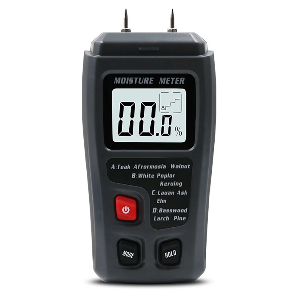 

0-99.9% Wood Humidity Tester Hygrometer Timber Damp Detector Two Pins Digital Wood Moisture Meter Large LCD Display