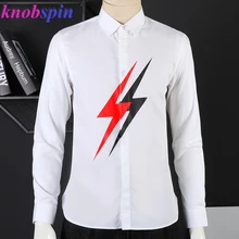 Новинка, мужская рубашка, черная, белая, с принтом большой молнии, с длинным рукавом, Chemise homme, модная, тонкая, повседневная, чистый хлопок, рубашки для мужчин, 2XL, 3XL, 4XL