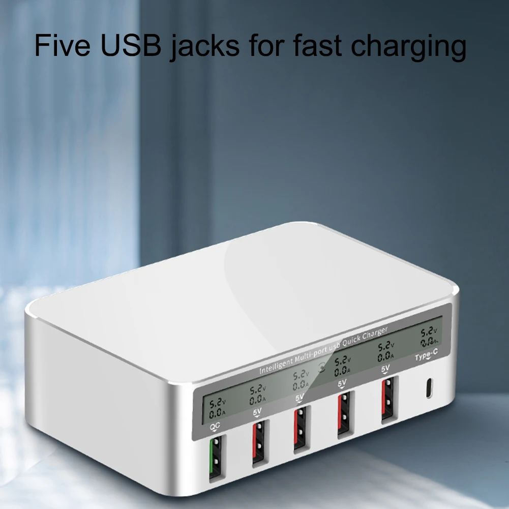 6 портов 8A 40 Вт QC 3,0 USB зарядное устройство Тип C быстрое зарядное устройство для мобильного телефона для iPhone X XS samsung S10 P30 Профессиональный светодиодный дисплей