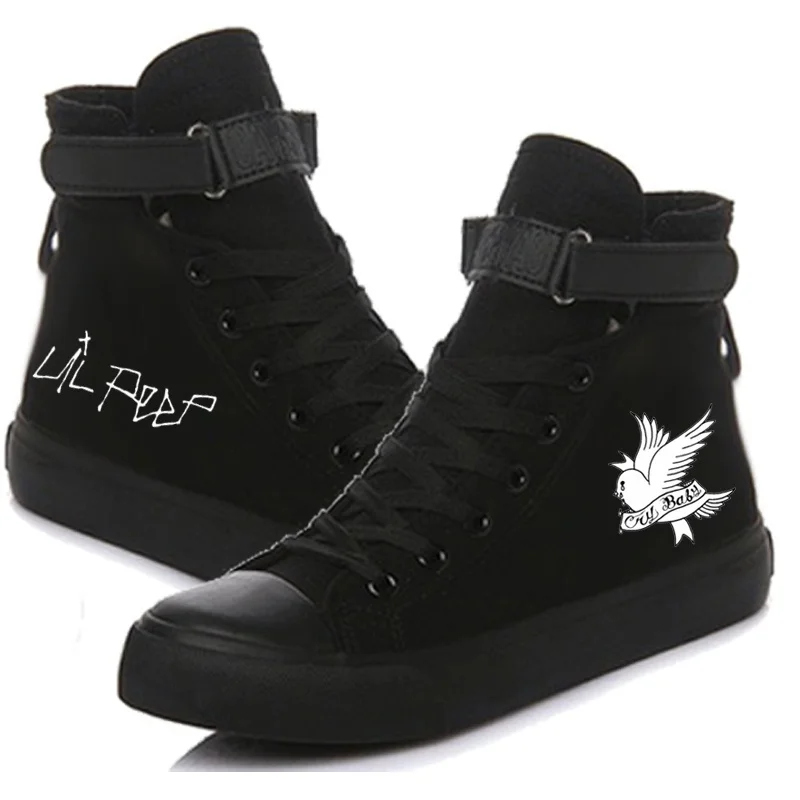 lil peep printed Canvas Shoes Women Casual High-Top Flat Printing Shoes Sneakers