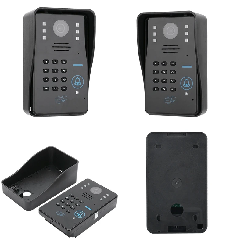 FFYY-Mountainone 7 Inch Password Access Control Card Night Visual Intercom Doorbell Rain Infrared Intercom System White+Black A