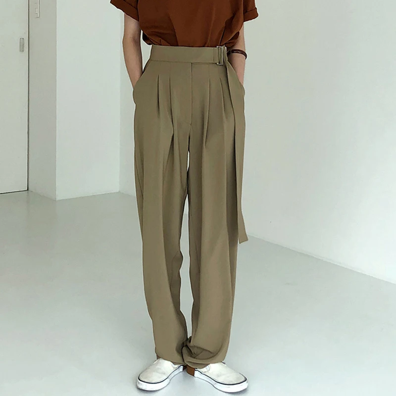 Fashion Belted Women Long Pants High Waist Causal Loose Trouser For Women Pants Elegant Wide Leg Capris Female 2020 Fashion Belted Women Long Pants High Waist Causal Loose Trouser For Women Pants Elegant Wide Leg Capris Female 2020