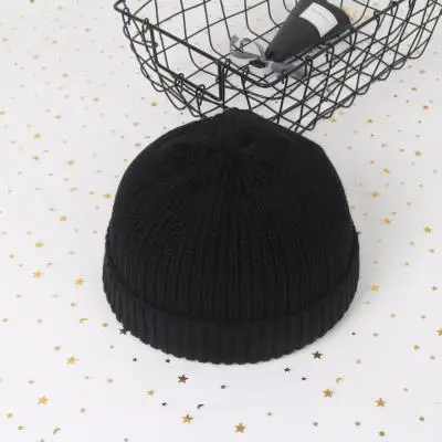 black Beanies Мужская зимняя женская шапка с черепом, кепка вязаная шапка унисекс, шапка с черепом, шапка с манжетами без полей - Цвет: black