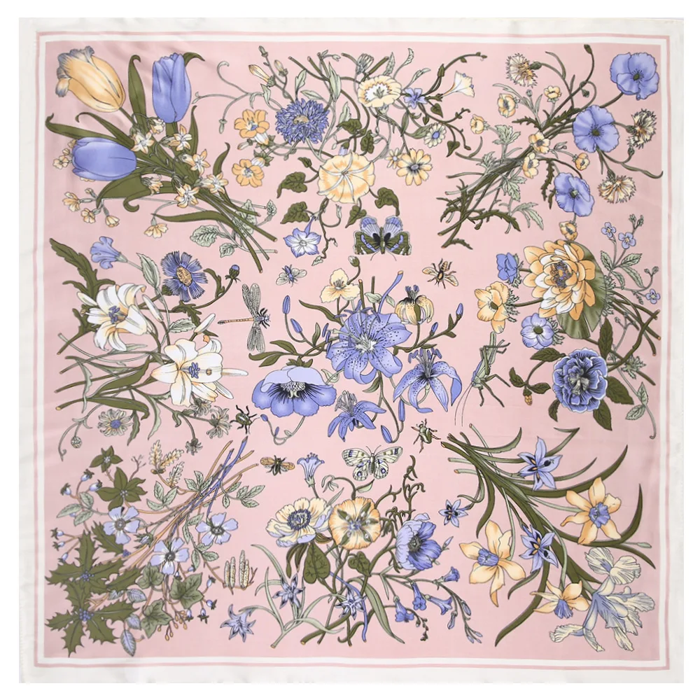 60 см квадратный шарф бренд бандана женский саржевый шелковый 2019 цветок лилии