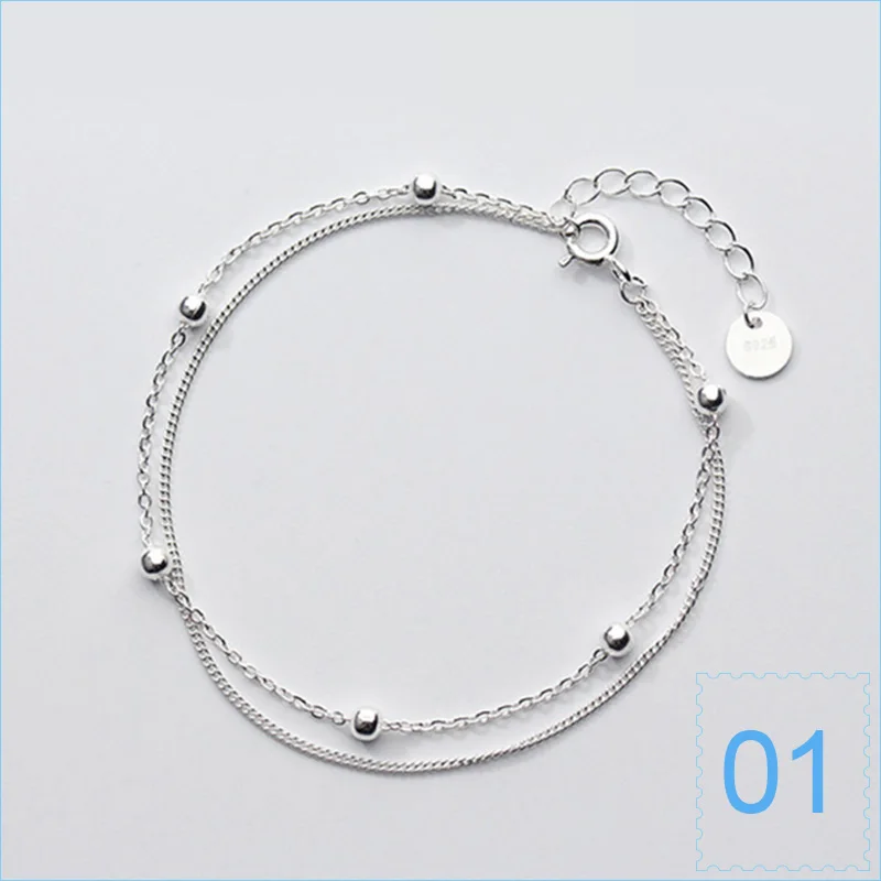 Trusta 925 пробы серебряные Модные женские ювелирные изделия двухслойный браслет с бусинами 16 см для подарка для девушек и девушек Прямая поставка DS454