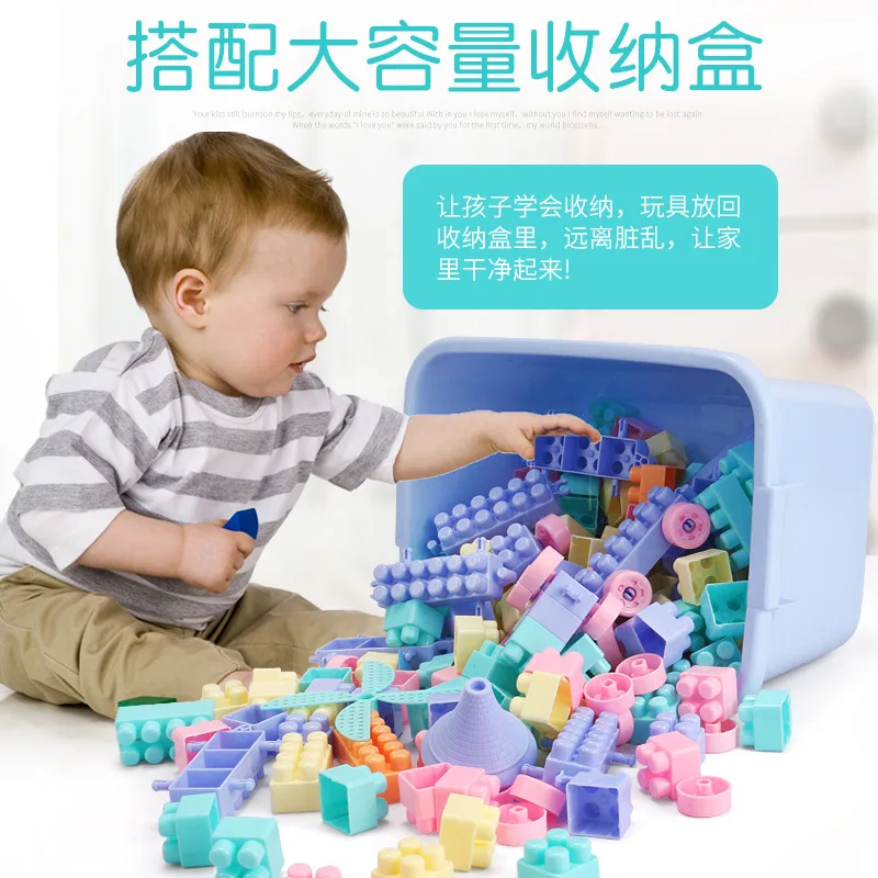 

Light Color Large Particles Inserted Building Blocks Boxed 3-6-Year-Old Children Assembled Building Blocks Electric Rail Car Edu