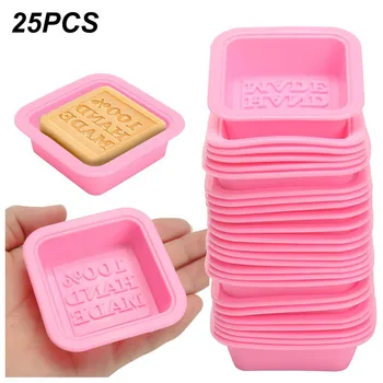 

25PCS DIY Handmade Silicone Soap Moulds Square Making Baking Cake Mould Containers Kitchen Food Reusable Household