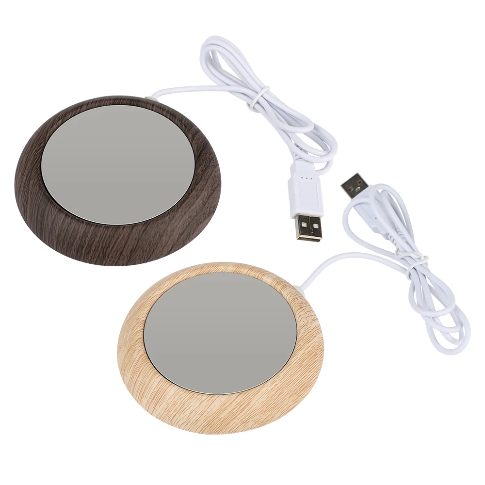 New USB Coffee Cup Warmer Electric Heating Cup Pad Wood Grain Coffee M Cosy Gear