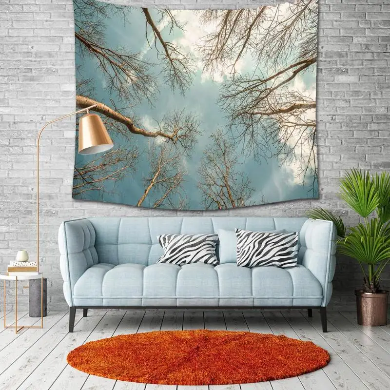 Sky Printed Polyester Tapestry Wall Hanging Carpet Yoga Mat Home Bedroom Decor Very Light Portable Can Take out Anywhere