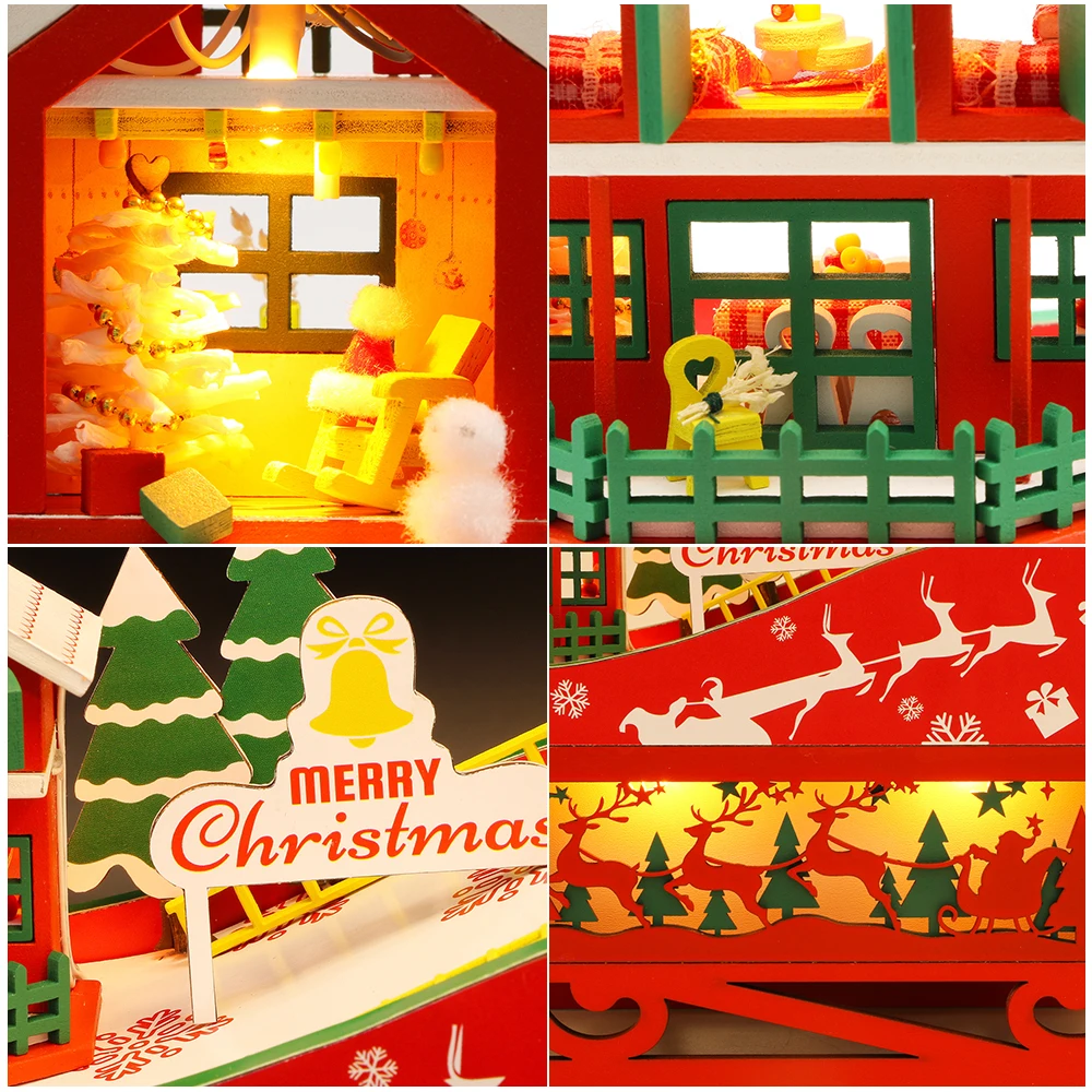 CUTEBEE DIY Doll House Wooden Doll Houses Miniature Dollhouse Furniture Kit with LED Toys for children Christmas Gift Casa M908