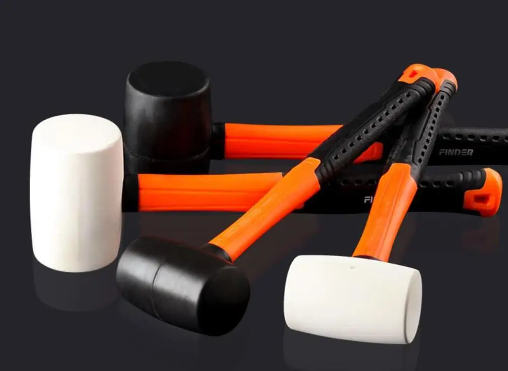 8oz White Rubber Hammer Wear-resistant Tile Hammer with Fiberglass Handle Massage Relax Hammer 4