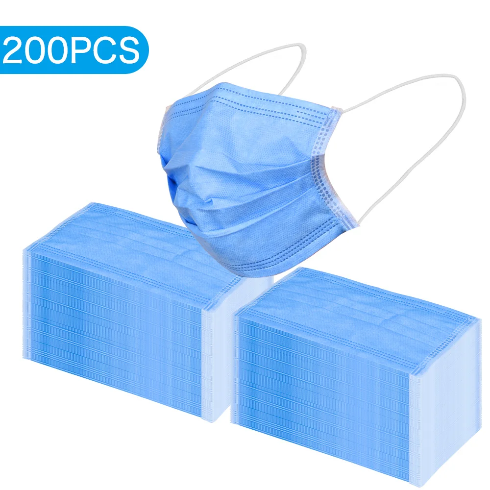 

200PCS Disposable Face Mask Surgical Medical Anti-Pollution Mouth Mask Elastic Ear Loops Prevent Anti Dust Filter Safety Mask