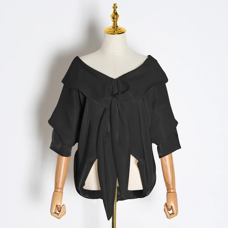 Twotwinstyle blusas de renda irregular, casuais, com