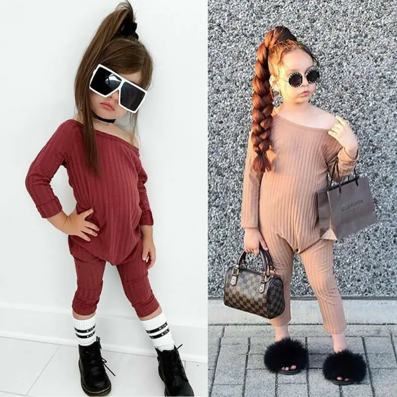 

Toddler Baby Girls Cotton Romper Jumpsuit Autumn Winter Outfits Clothes Sets 2-5 Years