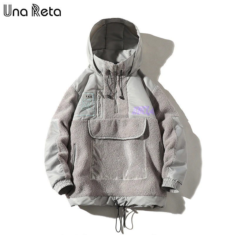Una Reta, зимняя куртка для мужчин, новинка, уличная одежда, свободная парка с буквенным принтом, пальто с капюшоном, хип-хоп, Мужская одежда, теплые куртки для мужчин