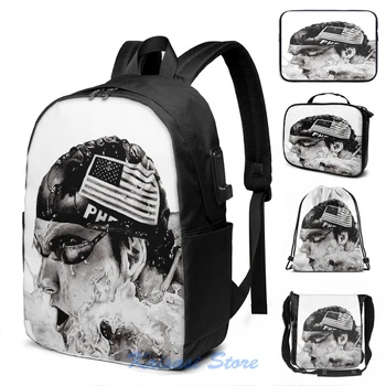 

Funny Graphic print michael phelps USB Charge Backpack men School bags Women bag Travel laptop bag