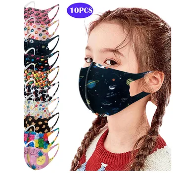 

10pc Kids Masks Printed Ice Silk Mask To Protect Against Dusts And Haze Mask Facial Maske Children's Masks Masque Fast Delivery