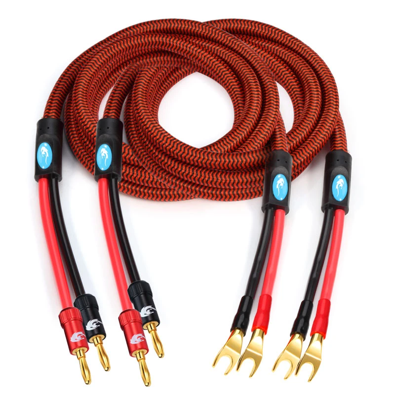 Hifi Audio Cable With Spade Plug For Home Theater Amplifier Subwoofer