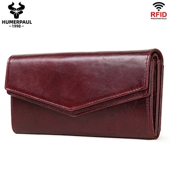 

New Fashion Rfid Women Leather Wallet Female Coin Purse Hasp Portomonee Clutch Money Bag Lady Handy Card Holder Long Walet