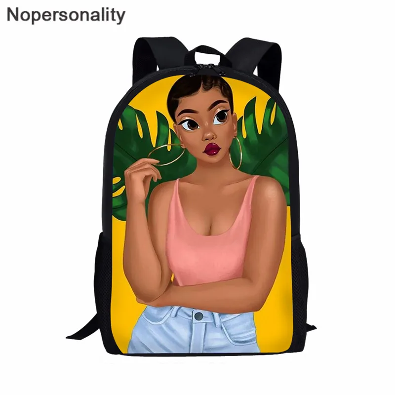 Nopersonality африканская темнокожая девушка сумка Дети Школьные сумки королева женщины печать женские сумки книги Мода школьная сумка для девочек-подростков Mochila - Цвет: Z5205C