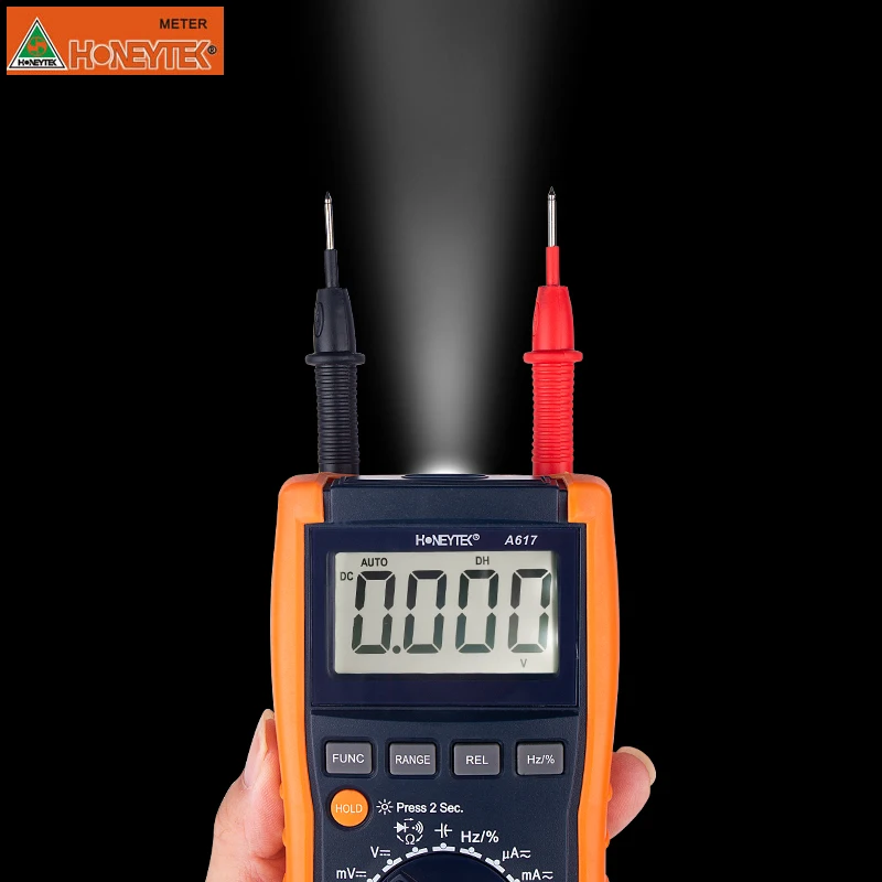 HONEYTEK A617 Профессиональный цифровой мультиметр AC/DC Вольтметр конденсатор цифровой мультиметр с зажимами тест ESR мультиметр с термопарой