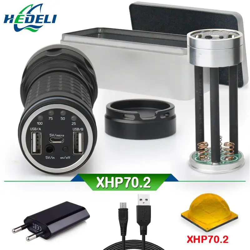 

most powerful military flashlight XHP70 long range hunting flashlight power bank charge 18650 usb torch waterproof lampe torche