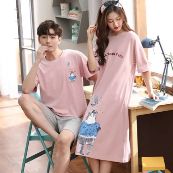

Couple Pajamas Set Women Mens Cotton Pajama Set Couples Short Sleeve Sleepwear Homewear Pj Unisex Pyjamas Plus Size M-3XL