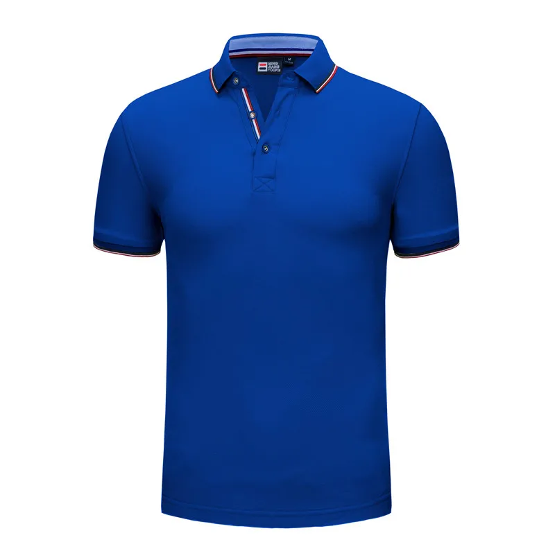 ROYAL BLUE Ваш логотип дизайн вышивка мужская рубашка Поло хлопок смесь Летняя Повседневная Деловая Униформа Мужская однотонная одежда - Цвет: ROYAL BLUE