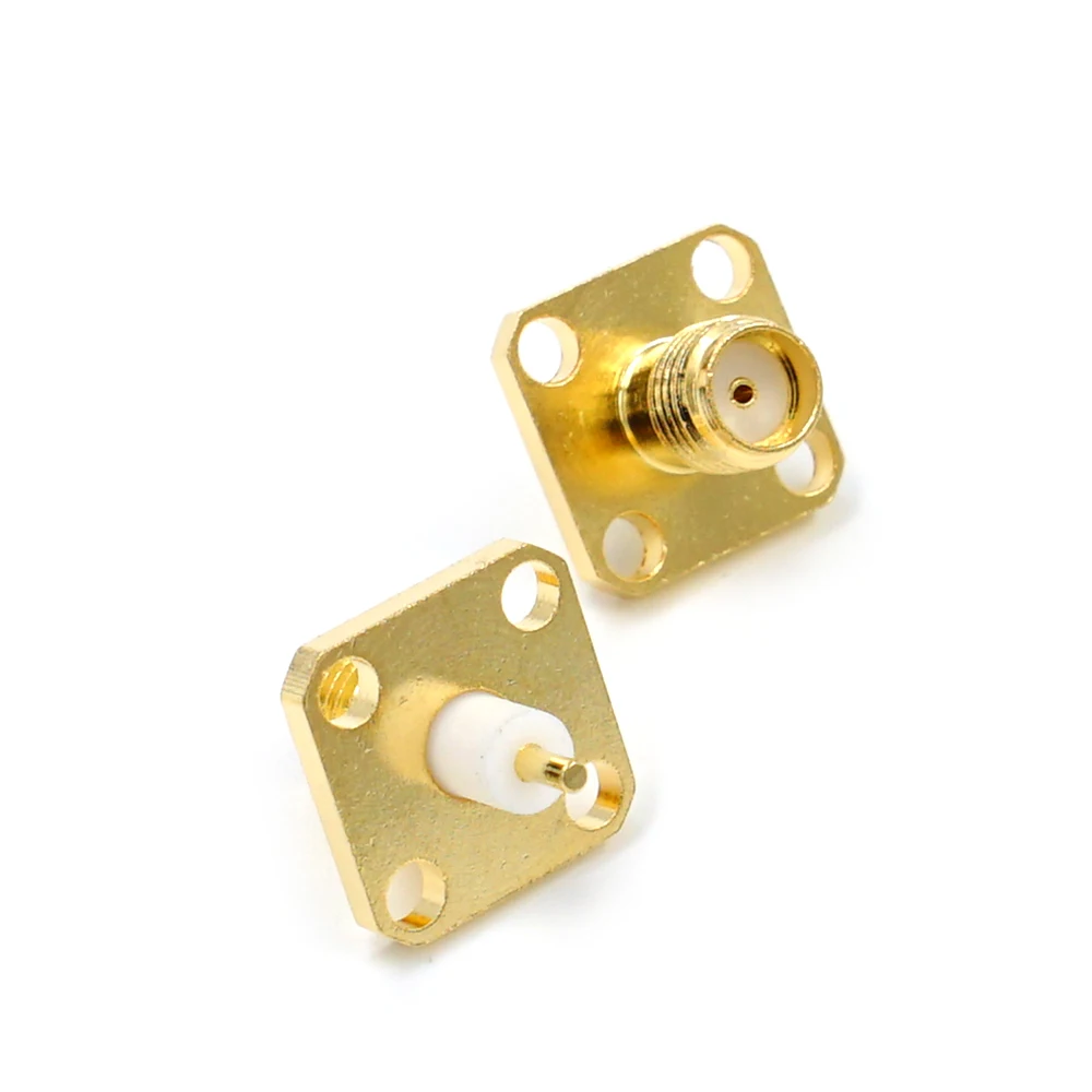10PCS SMA Female Jack Panel Mount RF Coax Connector Flange Solder Gold plating of copper coaxial cable connector rf connector cable connector coaxial connector