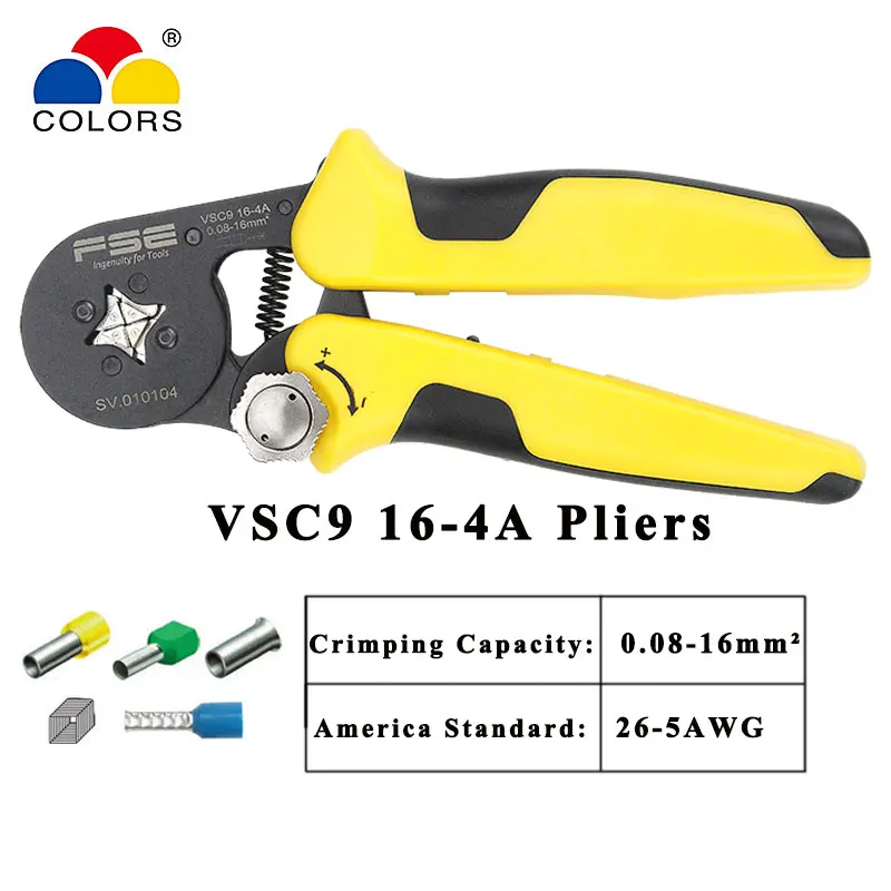 VSC9-16-4A 0 08-16 мм ^ 2 23-5AWG Регулируемый точный обычные обжимные клещи трубки обжимной