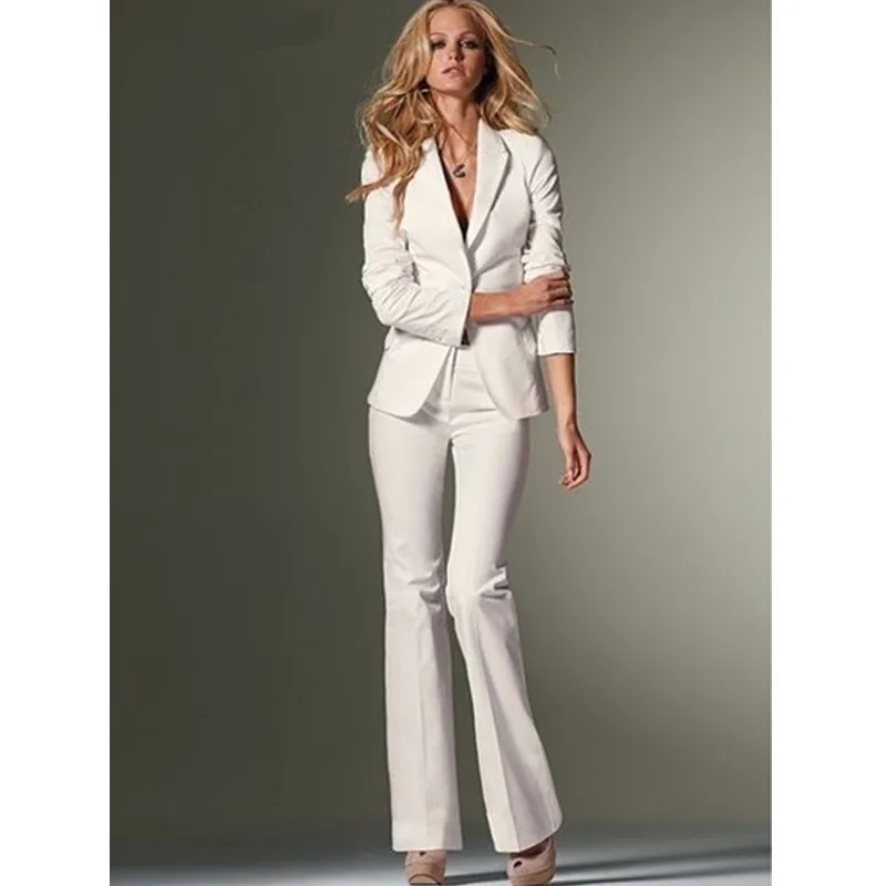 

Custom Women Slim Fit Pant Suits Formal White Office Lady One Button Work Business Career Suit Top Selling OL suits Jacket+Pants