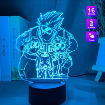 

3d Anime Naruto Night Lamp Uzumaki Team 7 Sasuke Kakashi Hatake Night Light Bedroom Decor Xmas Gift for Adult Kids