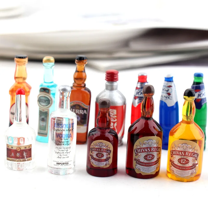 House Miniture-Toy Wine-Bottle-Drinks Barbies Doll Kitchen Food Resin 1/6-Scale Pretend Play