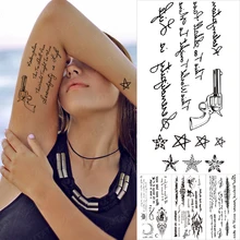 

Handwriting Font Waterproof Temporary Tattoo Sticker Text Word Chicano Lettering Body Art Arm Wrist Fake Tatoo For Women Men