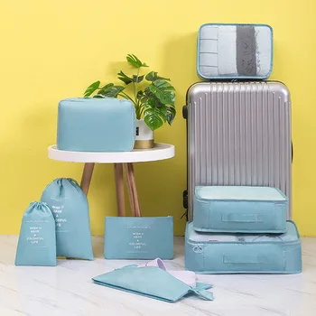 

8Pcs/Set Waterproof Travel Storage Bag Set Suitcase Shoes Pouch Clothes Luggage Makeup Organiser for Camping Hiking JY