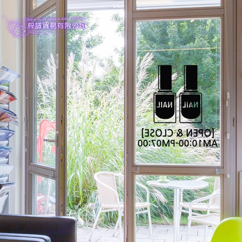 DCTAL Nail Art Sticker Beauty Salon Bussiness Hours Decal Shop Store Business Wall Art Stickers Decal DIY
