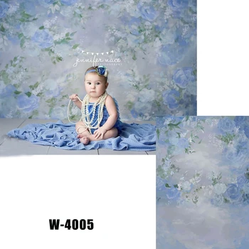 

Art Painting Blue Flowers Frame Background Retro Photography BackDrop Baby Studio Photocall Portrait Photoshoot Cloth Polyester