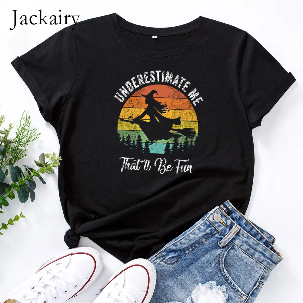

Jackairy Halloween T Shirt Women Casual Plus Size T-shirt Letter Graphic Tee Shirts Summer Cotton Short Sleeve Harajuku Tops