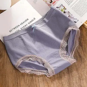 

Comfortable mid Rise Lace Side Panties Intimates Hot Sale Knickers Underwear Women Sexy Solid Color Cotton Elasticity Panties
