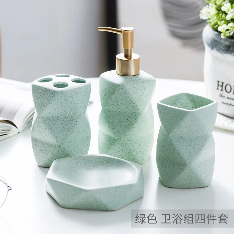 4-piece Set Керамический моющийся набор для ванной из 4-х Nordic держатель зубных щеток для ванной 5 нежный комплект с ручка ящика бамбук для ванной комнаты Набор гель-лаков - Цвет: 4-piece Set