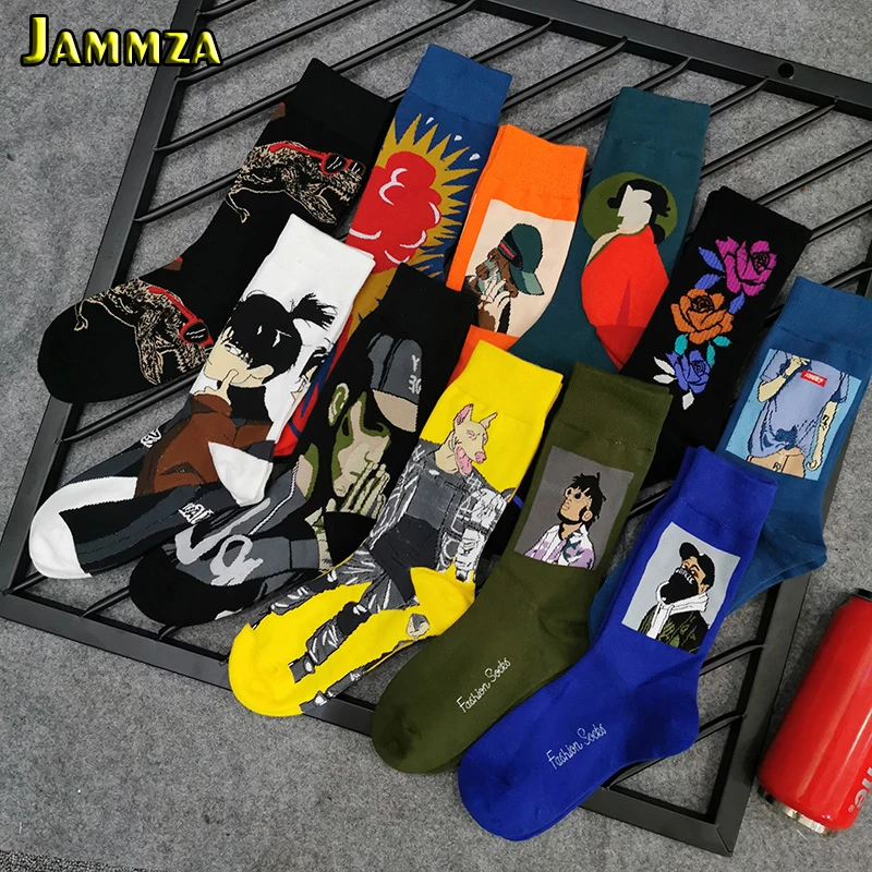 Хлопковые модные забавные носки для мужчин в Европейском стиле, в стиле хип-хоп, в стиле панк, креативные носки в стиле ретро для улицы, для скейтборда, Harajuku, мужские носки