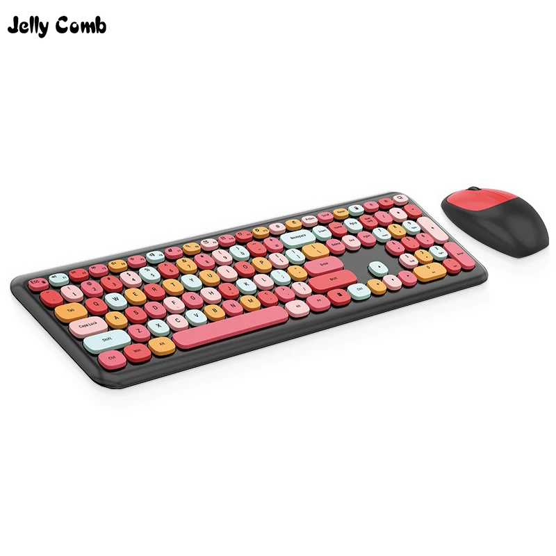 Jelly Comb 2.4G Wireless Keyboard and Mouse Set for Computer Laptop Mute Keyboard and Mouse