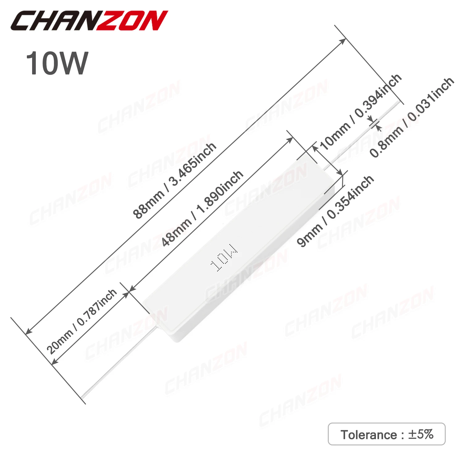 10 Stück 10 W 5 % Zement-Drahtwiderstände 1–10 K Ohm 10 Watt induktiver fester Drahtgewickelter Keramikwiderstand 10 15 100 250 1 K 1 kOhm – Detail 3