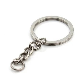 

28mm Bronze Gold Silver Color Keyring Keychain Split Ring with Short Chain Jump Ring DIY Key Chains Accessories 5pcs/lot