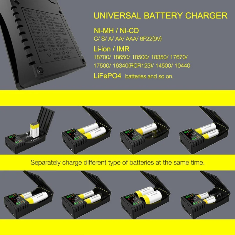 Универсальное зарядное устройство, светодиодный дисплей Speedy Smart charger для аккумуляторов, совместимый с Ni-MH C SC A AA AAA 6F22