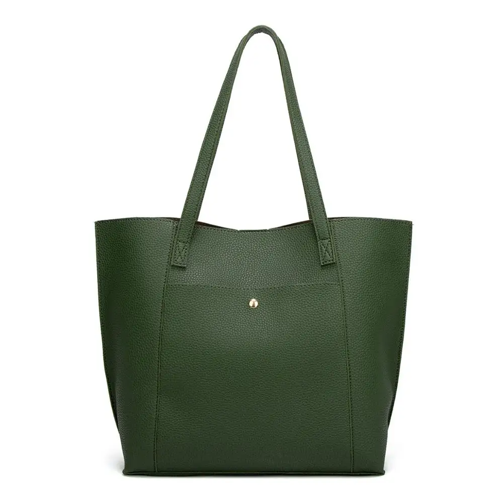 

MONNET CAUTHY New Arrival Casual Totes Practical Large Capacity Soft PU Hasp Shoulder Bags Green Dark Blue Brown Black Handbags
