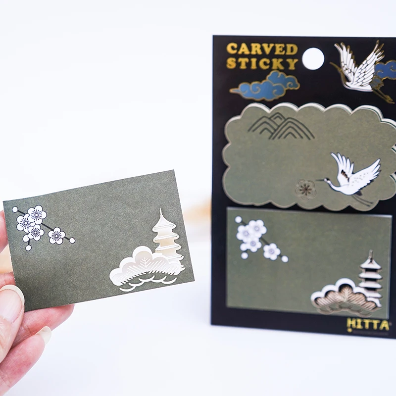 Crane carved notepad planner stickers page tabs memo pads page markers sticky notes office decoration school supplies 20 sheets