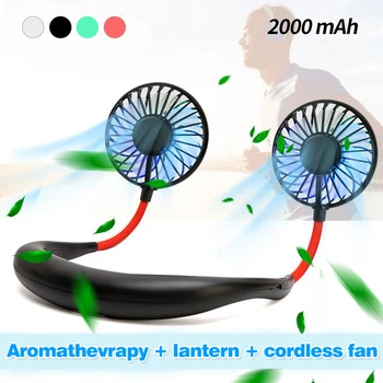 

Mini USB Portable Fan Neck Fan Neckband With Rechargeable Battery Small Desk Fans handheld Air Cooler Conditioner